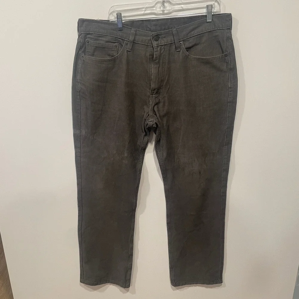 Levis‎ 514 Straight Fit Corduroy Pants Mens 36x30 Charcoal Gray Stretch Trousers